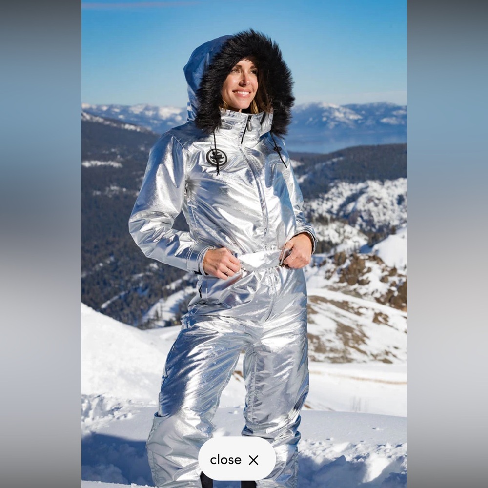 NWT Tipsy Elves Women's Shiny Silver Ski Jacket